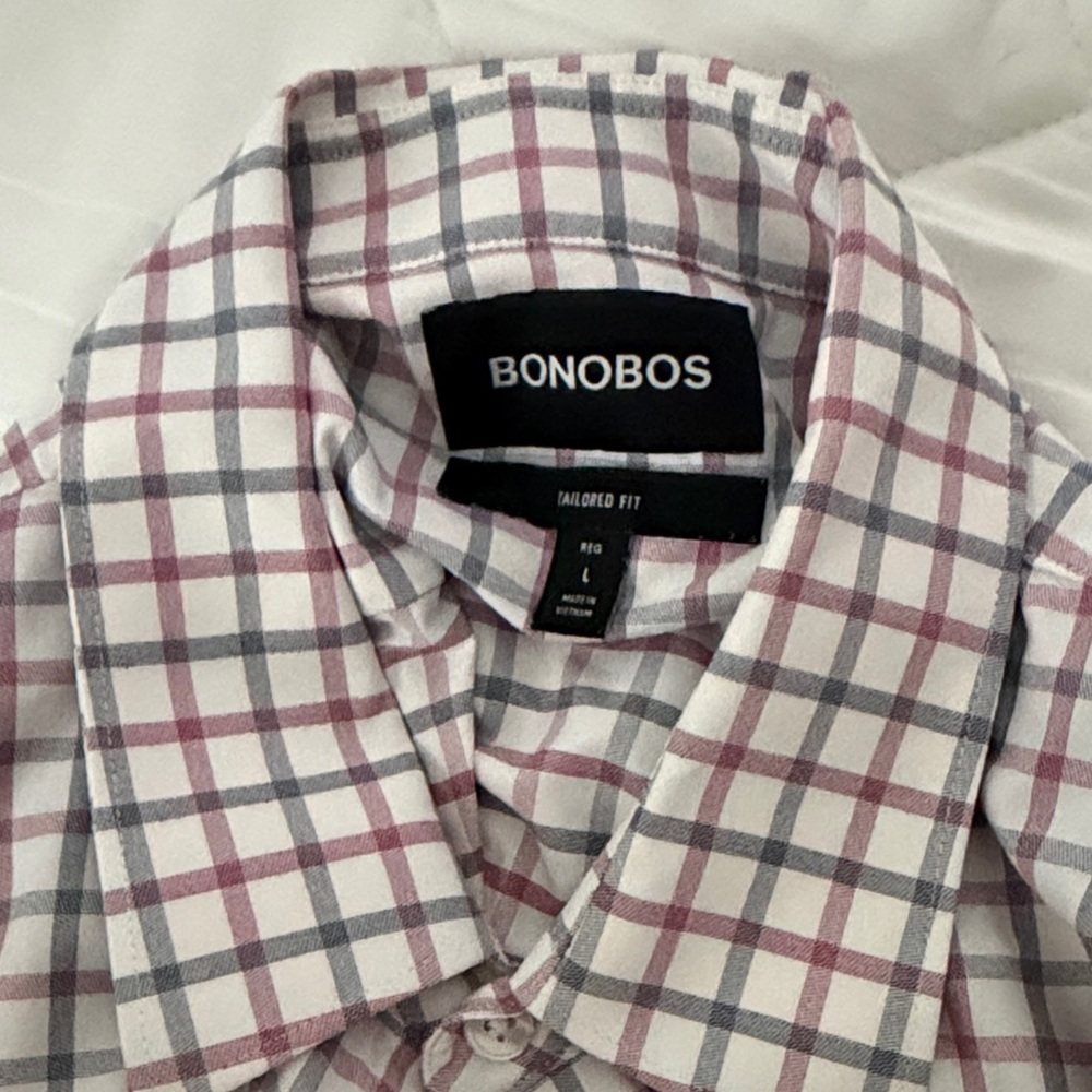 Bonobos Men's Checkered Shirt - Red and Gray
